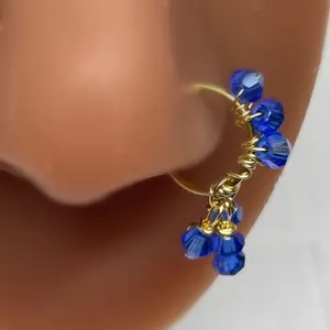 Hoop Nose Ring w/ beads| Gold Nose Hoop | Piercing Required | Nose Jewelry | Nose Ring w/ dangle | Gold Nose Jewelry nose hoop