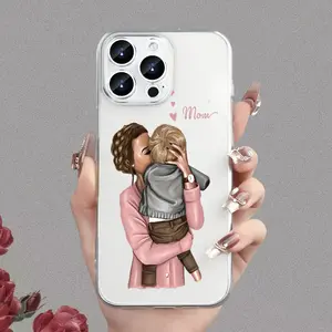 Phone Case: This Simple Cartoon Mother-child Motherly Love Themed Pattern Transparent Drop-proof Phone Case Is Newly Launched Suitable for a variety of iPhone models, from Iphone 17 series to Iphone 11 series, and Iphone x series