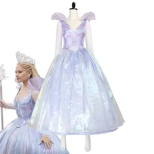 New Movie Wicked Glinda Cosplay Costume Witch Women Dress Princess Skirt Wedding Uniform Masquerade Carnival Clothes Outfit