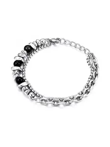 Handmade Fashion Beaded Bracelet, Stainless Steel Bracelet, High Quality Bracelet, Fashionable Bracelet, Stackable Bracelet, Elegant Casual Accessory for Men and Women, Perfect Gift for Family and Friends, All Seasons Wear