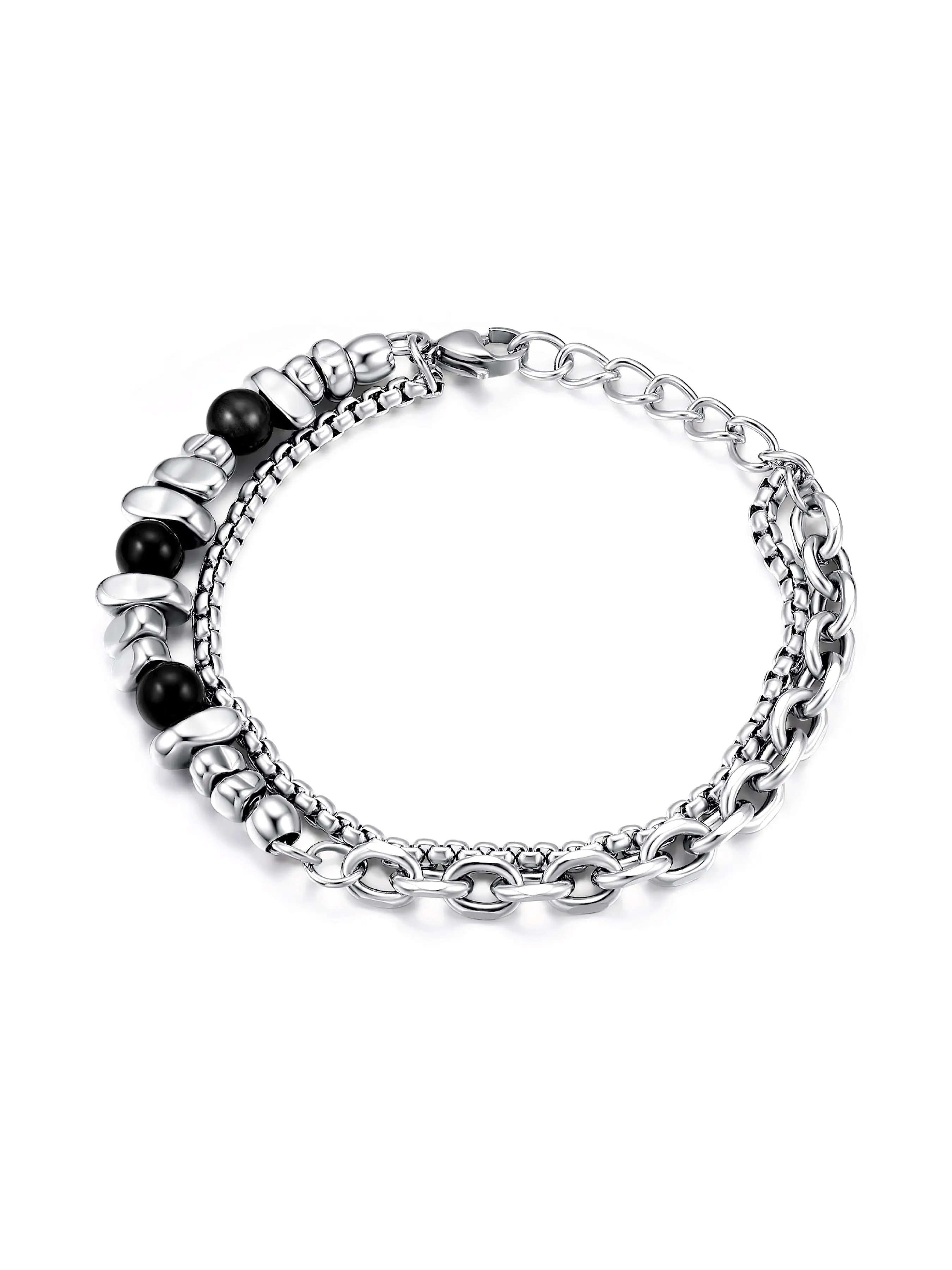 Handmade Fashion Beaded Bracelet, Stainless Steel Bracelet, High Quality Bracelet, Fashionable Bracelet, Stackable Bracelet, Elegant Casual Accessory for Men and Women, Perfect Gift for Family and Friends, All Seasons Wear
