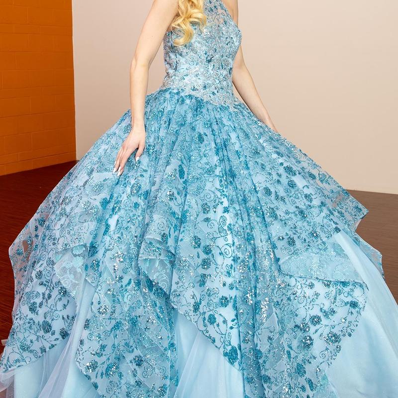 NO.42 Quinceañera Dress Asymmetric Sparkle Layer Design Red Light Blue Blush Ball Gown Dress Sweet 15