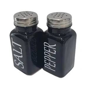 Salt and Pepper Shakers Set - Elegant Ceramic Salt and Pepper Shaker - Small Kitchen Utensils Set in Black or White - Stylish Salero Design
