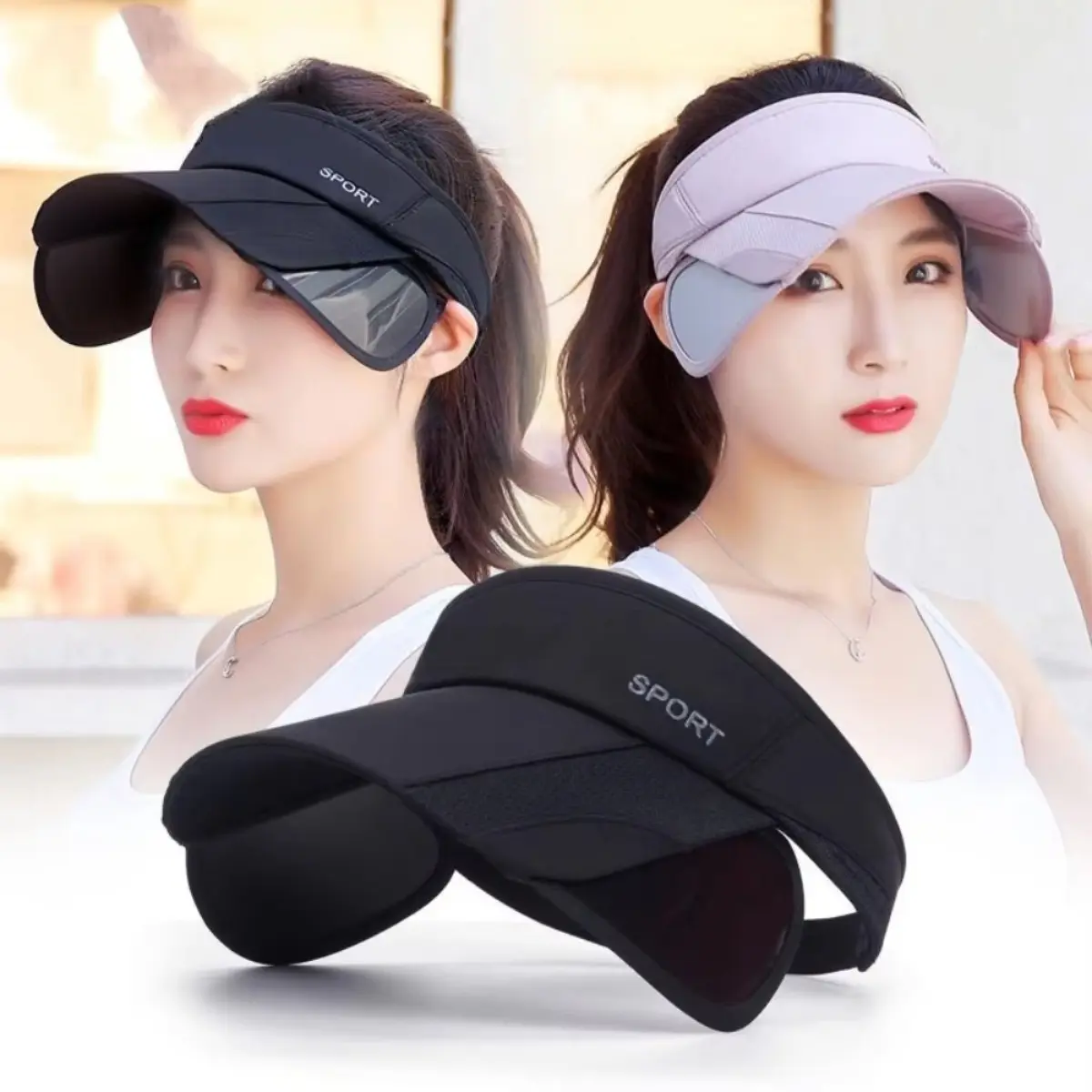 New Summer Sports Women Adjustable Brim Air Sun Hats Visor UV Protection Top Empty Solid Outdoor Men Golf Running Sunscreen Cap Cooling Sun Cap Solar Shading Hat Waterproof Sun Hat