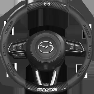 3D Embossed Non-slip Steering Wheel Cover 38CM For Mazda 3 5 6 SKYACTIV Axela Atenza CX30 CX5 CX8 CX9 MX5 RX8 RX7 BT50