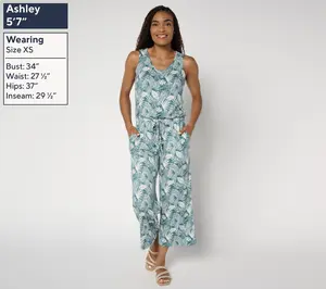 MUK LUKS Regular Cloud Knit Sleeveless Crop Jumpsuit