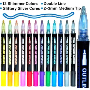 Easter Basket Essentials: 12 Shimmer Markers Outline Glitter Pens Easter Basket Stuffers Teens Tween Teen Girl Gifts Trendy Stuff 4 6 7 10 14 Year Old Arts Crafts Kids Ages 8-12 Art Supplies Kids 9-12