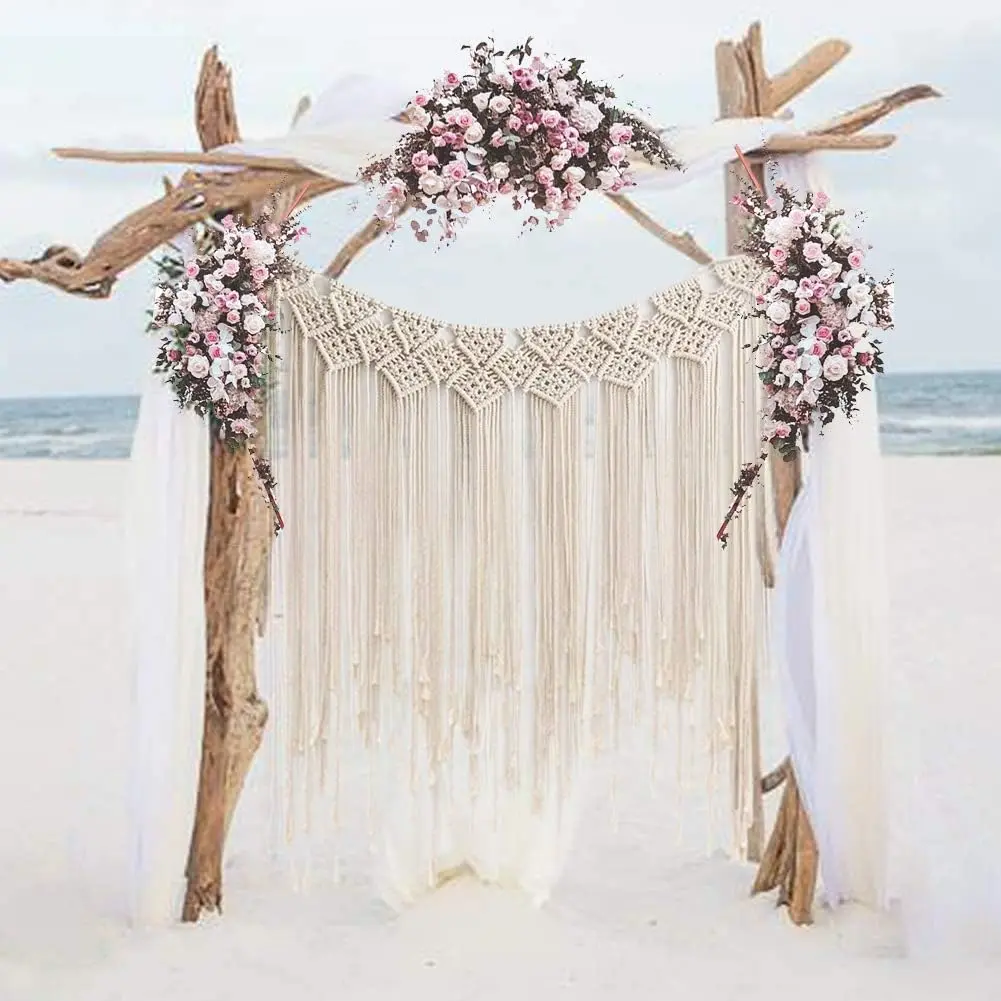 Basic Large Handmade Boho Cotton Fiber Macrame Wall Hanging - 37"x45" Home Decor, Wall Decor Bedroom, Bedroom Backdrop for Wedding, Living Room