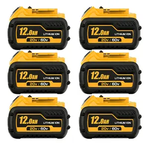 12.0Ah 20V/60V Max Replacement Battery 6-Pack, High Capacity Lithium Ion Battery Compatible with Dewalt DCB606 DCB200 DCB205 Cordless Power Tools