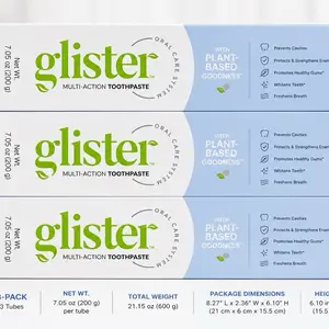 Glister Multi-Action Toothpaste with Plant-Based Goodness – 3 Pack, 7.05 oz (200g) Each