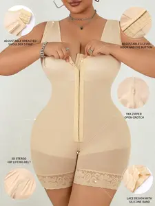 Waist Cinch Jumpsuit, Body Shaping Bodysuit, Tummy Control Butt Lift Pants, Open Crotch Front Button Thin Fit Women's Garment, Chic Soft Womenswear Shapewear, Underwear