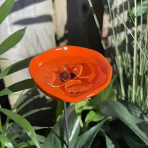 Bee Watering Station Butterfly Puddler Hummingbird Drinking Cups with Glass Marbles Colorful Bee Watering Cups for Garden Pollinator Watering Station Garden Decor for Outside Hummingbird Feeder