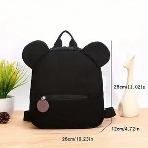 This Trendy Autumn/winter Style Fleece Backpack with a Cute Cartoon Bear Zip Closure and Customizable Name Is Perfect for Everyday Use, Such as Going Out or Going Back to School.
