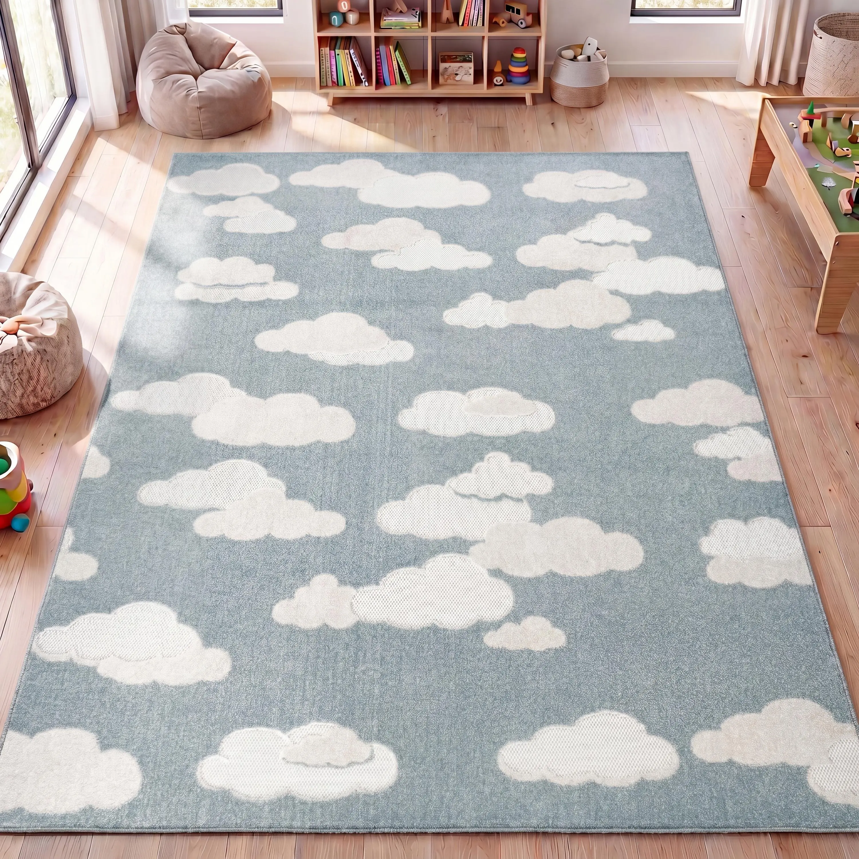 JONATHAN Y Hedwig High-Low Youth Cloud Scandinavian Style Low Pile Rug - Indoor/Outdoor Area Rug for Living Room, Kitchen, Patio