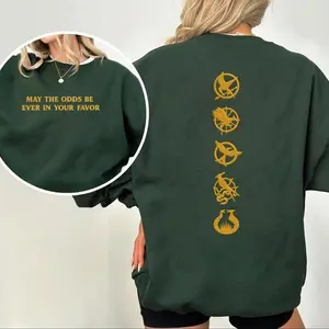 EMBROIDERED May The Odds Be Ever In Your Favor Sweatshirt, Hunger Games Merch Embroidery Shirt, Sunrise on the Reaping, Panem, Mockingjay, Gift For Her, Gift For Him