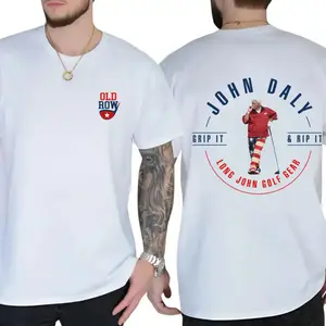 John Daly Grip It Rip It Graphic Tee, Long John Golf Gear Shirt for Men & Women, Vintage Patriotic Golf T-Shirt, Casual Cotton Crew Neck Top, Gift For Golfers