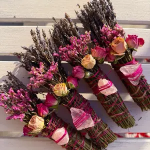 Rose Quartz Rosemary, Sage, Lavender Smudge stick