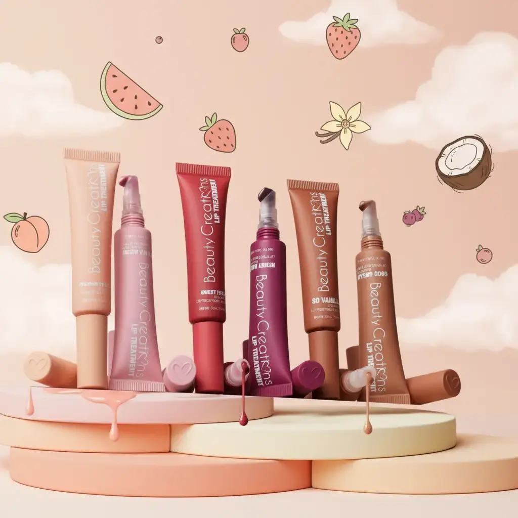 Beauty Creations Tinted Lip Butter Balm - 0.41 fl oz Silicone-Infused Lip Care for Adults (All Skin Types, Single Item), Long-Lasting Hydrating Gloss Stick with Berry, Coconut, Vanilla Oils, Clear, Strawberry, Raspberry, Watermelon, Peach Feeling