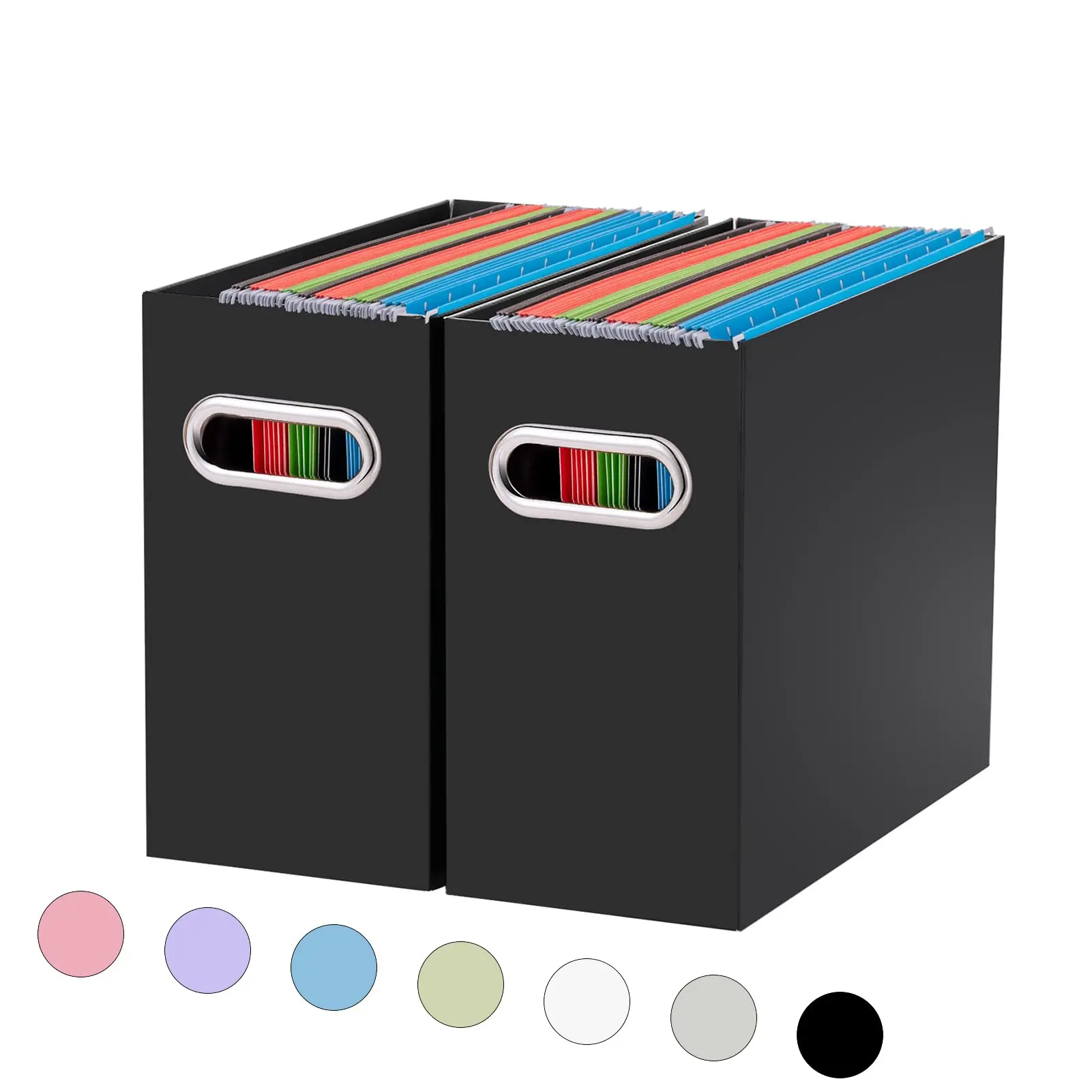 2 Pack File Organizer, Small Storage Box, Cardboard File Folder Organizer, Collapsible File Box, Hanging File Organizer for Letter Size, Portable File Box with Handle, Only Box
