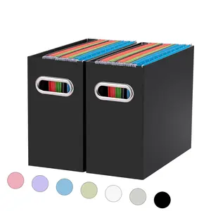 2 Pack File Organizer, Small Storage Box, Cardboard File Folder Organizer, Collapsible File Box, Hanging File Organizer for Letter Size, Portable File Box with Handle, Only Box