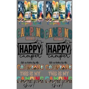 CAMPING (1) PREMADE GANGSHEET - 22X36 DTF TRANSFERS - DIRECT TO FILM