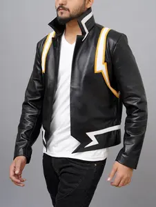 Fanzilla Jackets- Handmade Denki Thunder MHA Inspired Leather Jacket | Cosplay Fashion Menswear
