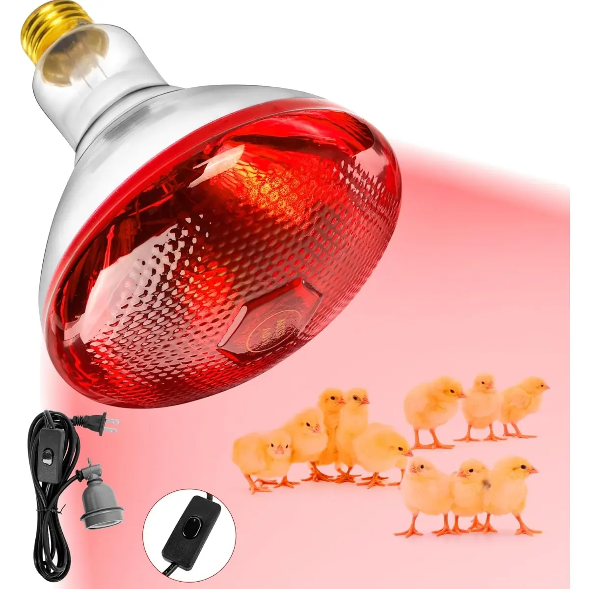 Heat Lamp for Chickens, 150W Red Infrared Light Bulb for Chicks, for Chicken Coop