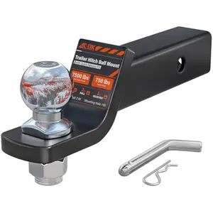 AC-DK Trailer Hitch Ball Mount for 2 inch Receiver,2 inch Drop Hitch,with 2-Inch Ball,7,500 lbs Capacity Ball Hitch, 750lbs Tongue Weight,Includes Hitch Pin