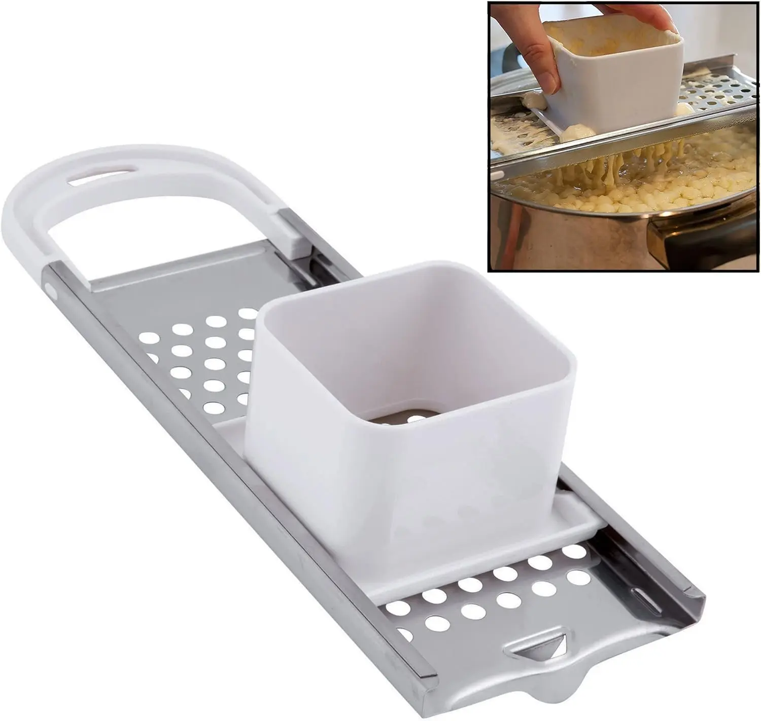 Stainless Steel Spaetzle Maker Spaetzle Noodle Dumpling Maker with Safety Pusher
