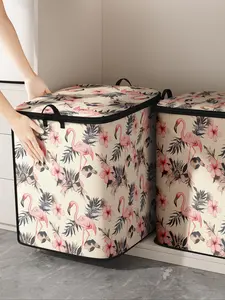 Flamingo Pattern Travel Organizer, Durable Quilt Storage Bag with Handle, Travel Organizer for Home & Travel