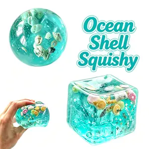 2Pcs Ocean Squishy Toy Set - Summer Fidget Gift Pack, 2 Unique Shapes Stress Relief Squeeze Toys, Perfect for Christmas Halloween Gifts & Classroom Rewards