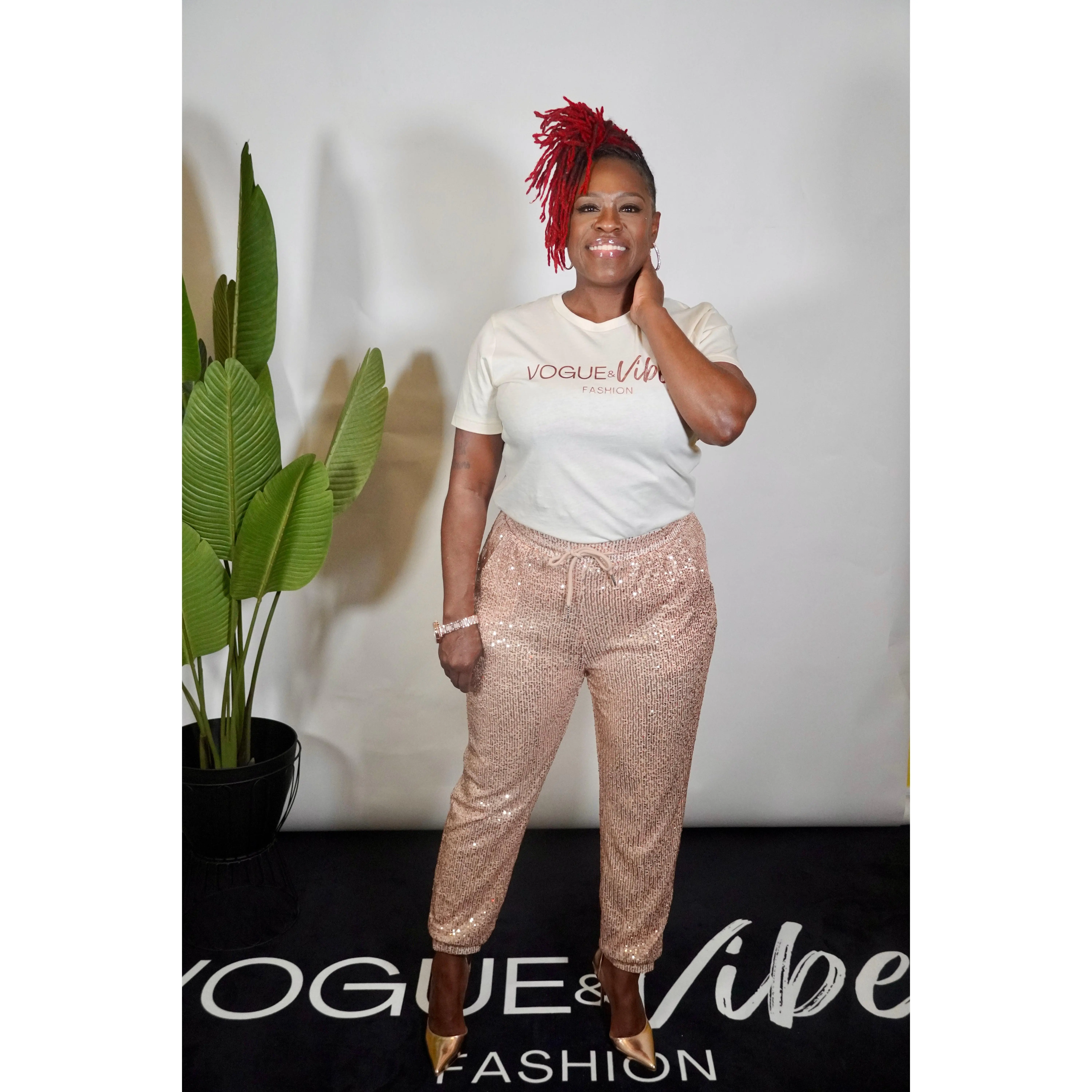 Rose Gold Sequin Joggers