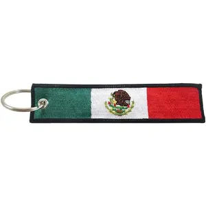 Mexico Flag Key Chain,  Embroidered