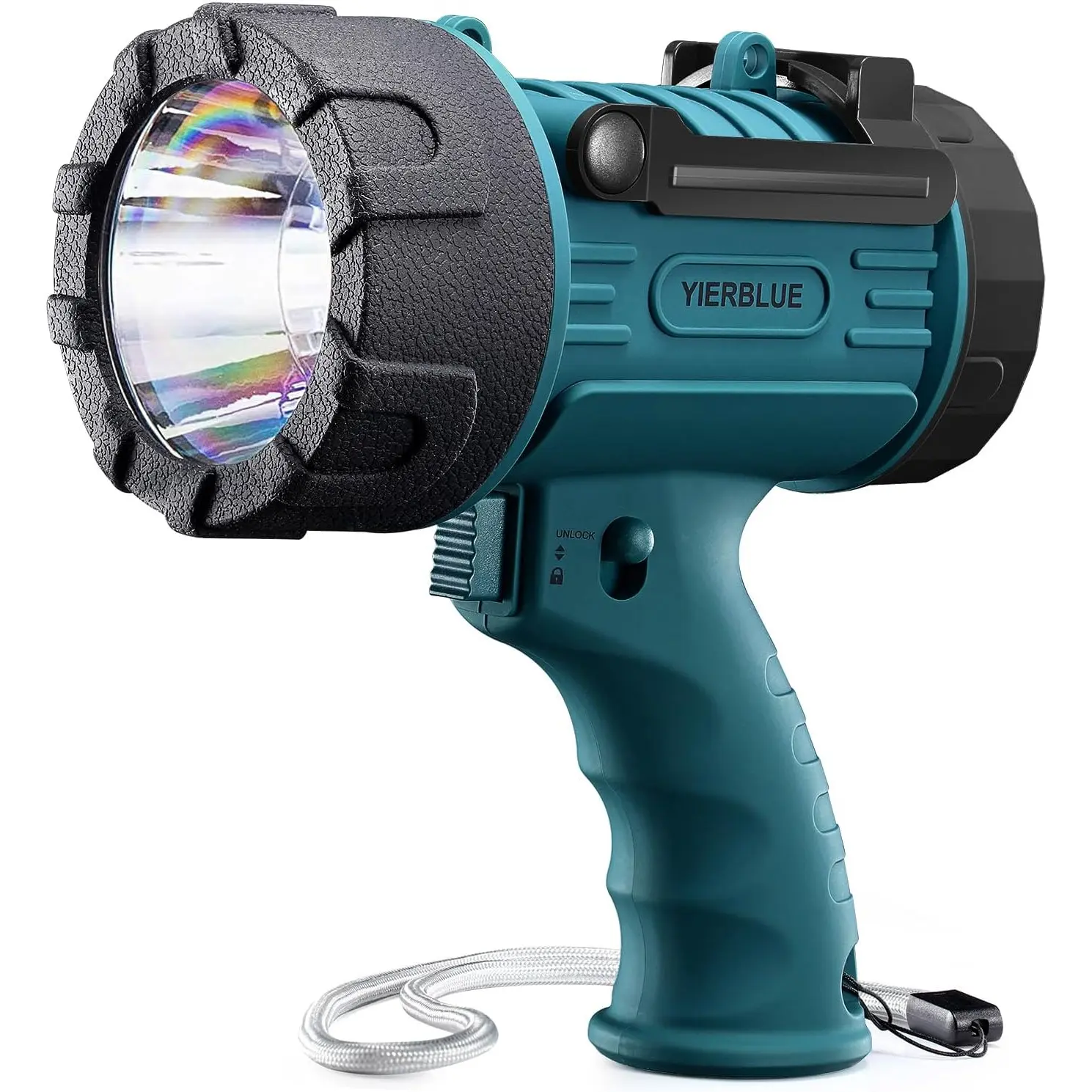 Rechargeable Spotlight Flashlight IP67 Waterproof with 1000,000 Lumen LED, 12 Hours Long Running Spot Light, Impact Resistant Handheld Spotlight with Foldable Stand Red Lens
