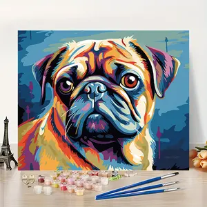 1Pcs Multicolor Pug - DIY Paint by Numbers Kit for Beginners - 16x20 Inches - Frameless - Color by Number - Handcraft Art Set - Paint by Numbers - Acrylic Number Painting - Ideal for Home Wall Decor and Gifts - Frame Not Included