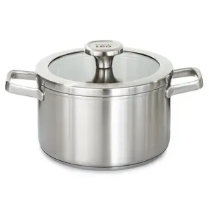 BergHOFF Leo Graphite Recycled 18/10 Stainless Steel Stockpot 8", 3.6qt. With Glass Lid