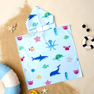 Cute Cartoon Baby Hooded Towel, Soft Polyester Fiber Material, Ultra-Absorbent Design, Suitable for Newborns & Toddlers, Adorable Patterns, Shower Towels