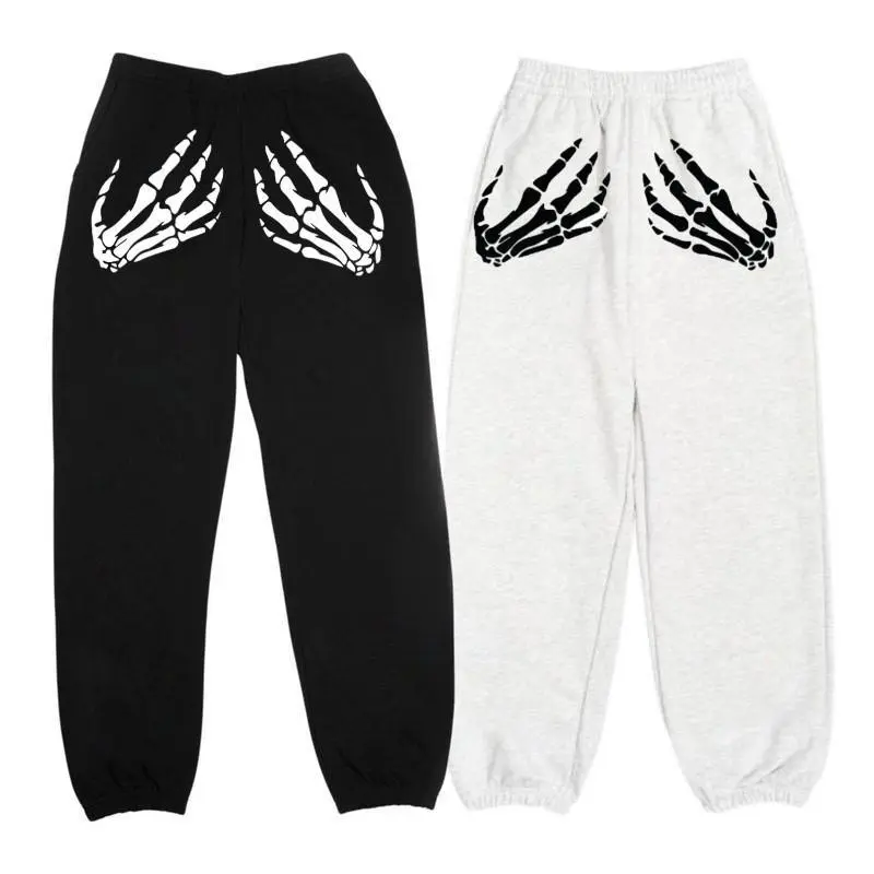 Skeleton Hands Sweatpants, Edgy Jogger Pants For Fans, Skeleton Hands Streetwear Joggers, Casual Pants, All Seasons Lightweight Cotton Polyester Tapered Fit
