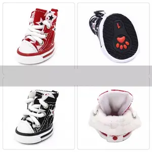4pcs Pet Small Medium Dog Cat Boots Puppy Denim Sports Anti-slip Shoes Sneakers