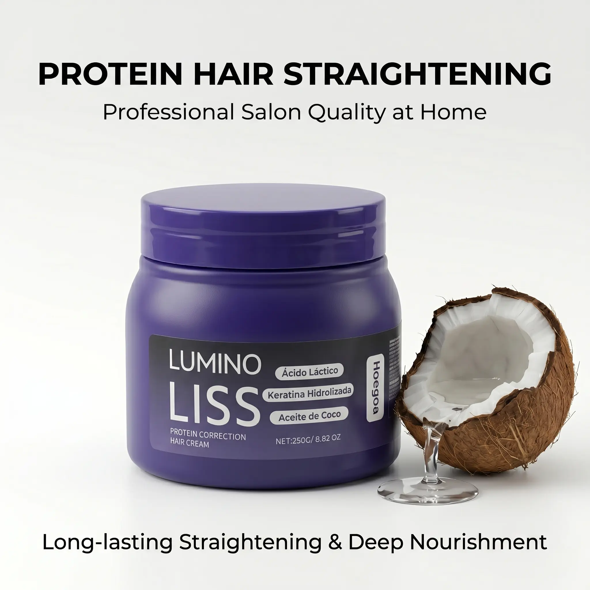 Keratin Hair Repair Treatment, Daily Anti-Frizz Smoothing Cream for Dry, Damaged Hair - Moisturizing Formula for a Soft, Glossy Finish, 250g / 8.8oz, Haircare, Hair Cream, Lightweight