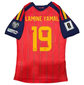 Football jersey/26-27 Spain home/fan version/red/men's/short sleeved/casual/sports top/No.19