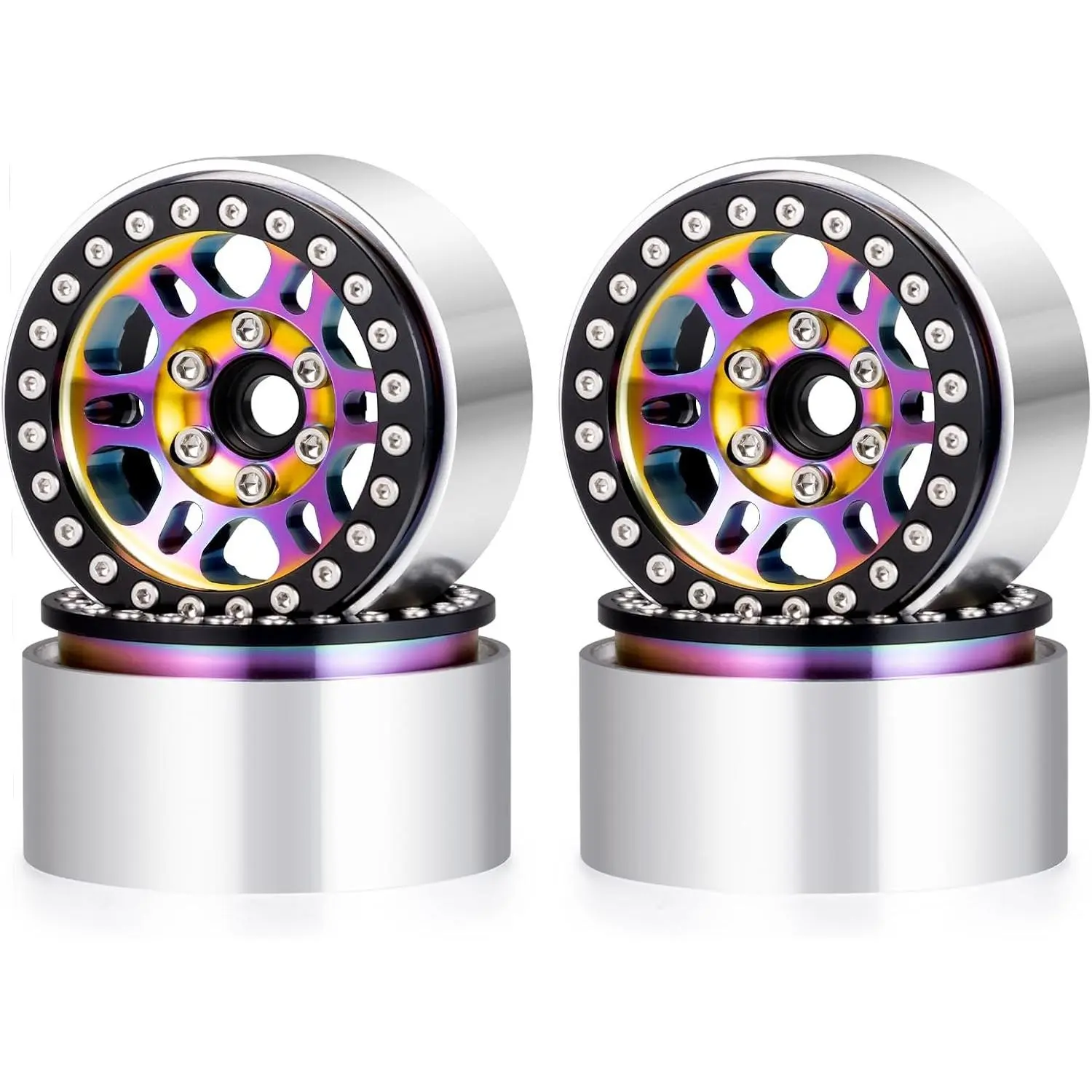 4PCS 1.9" Beadlock Wheels Aluminum Rims Upgrades for Axial SCX10 I II III AXI90046 TRX4 TRX6 Gen7 Gen8 1/10 RC Crawler Car Accessories Parts