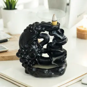 Moon Goddess Backflow Incense Burner, Creative Smoke Waterfall Resin Incense Holder, Zen Home Decor Craft, Office Desk Living Room Decoration