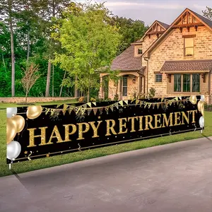 Retirement Party Decoration Banner, Ornaments, and Gold Happy Retirement Sign, 1 Piece, Perfect for Retiring Parties, No Ca Prop 65 Re