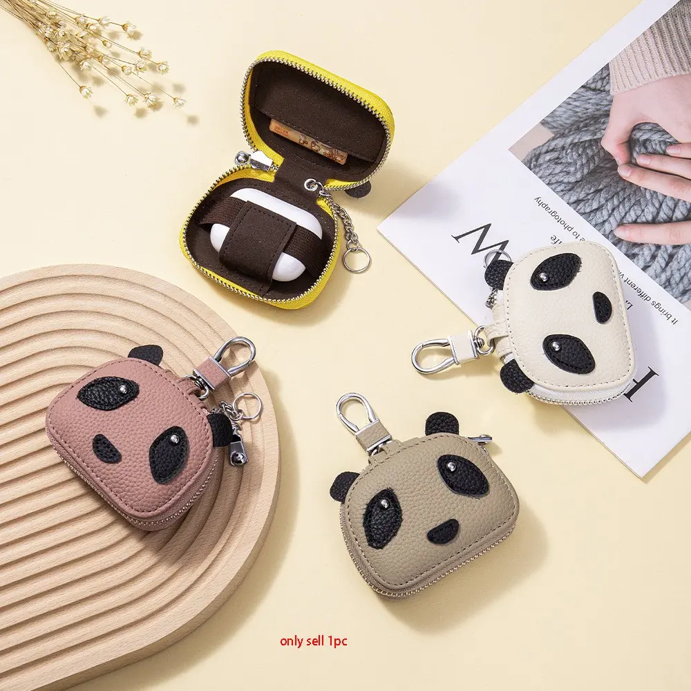 Compact Key Wallet Panda Bluetooth Earphone Case Waist Hanging Key Wallet Storage Bag