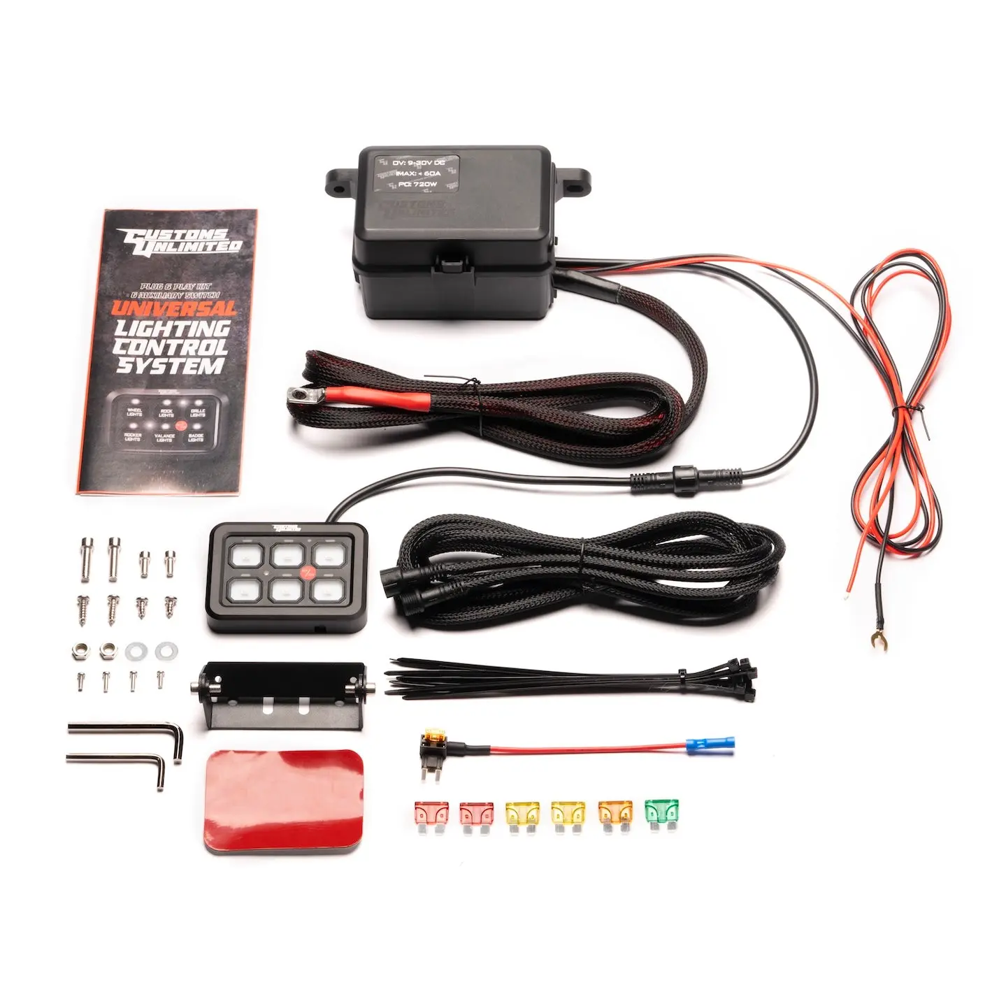 Customs Unlimited Universal 6-Accessory Lighting Control System – 12V 720W Plug & Play Switch Panel