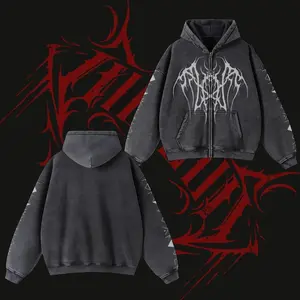 Sleep Token Eyes Like Fire Heavy Metal Zip Up Hoodie, Rock Band Oversized Heavyweight Cotton Washed Zip Up Hoodie, Gift For Rock Music Lover, Gift For Fan