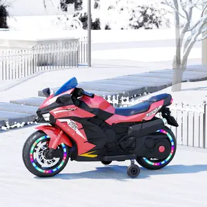 12V Electric Motorcycle for Kids, Powered Toy Motorcycle, Child Motorcycle Ride On with Light Wheels and Bluetooth Music Red Durable electric ride car kids