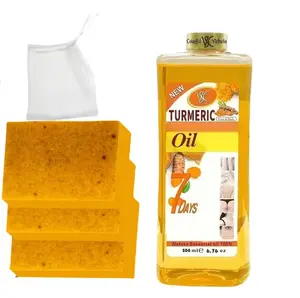 Vgo-Skincare Turmeric Soap + 1pc Massage Oil Cleanses, Moisturizes, Nourishes & Hydrates for Hydrated, Glowing Skin - Hydrating Moisturizing Set Vitamin A Feminine Hygiene Self-Care Bundle other natural limited-time event Cleansing Gentle