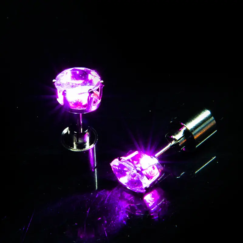 LED Diamond Crown Ear Studs (2pcs) - Hypoallergenic Light-Up Festive Earrings, Unisex Costume Jewelry Gift for Parties, Christmas, Lights, Stud Earrings, Elegant, Easy To Use, Diamond Look, Plugs-In Leds, Rhinestones, Stainless, Crown Shape, Plug Earrings